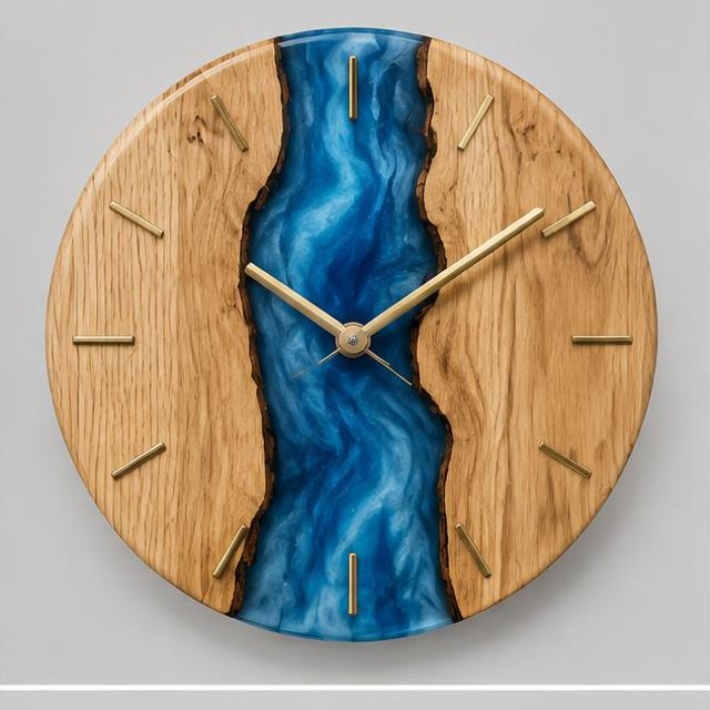 Oak River Resin Wall Clock