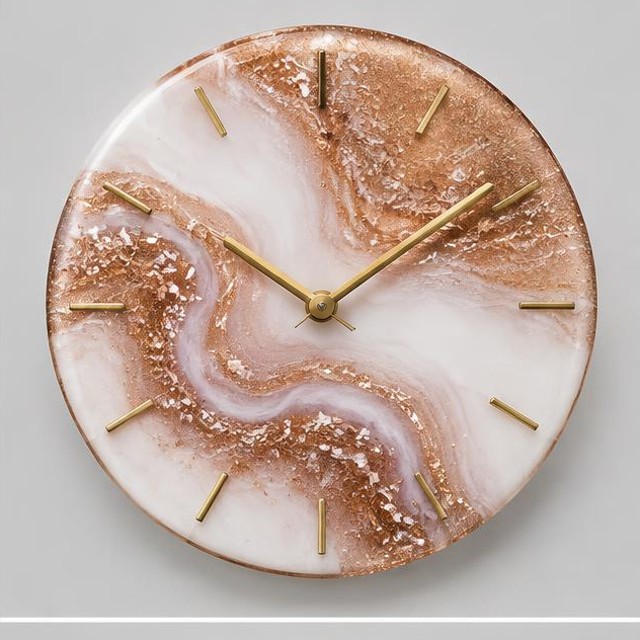 Rose Gold Sparkle Resin Wall Clock
