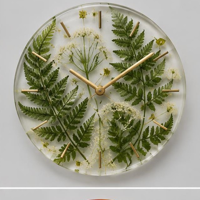 Botanical Fern Resin Wall Clock