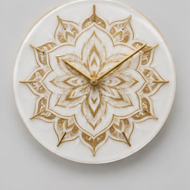 Golden Mandala Resin Wall Clock