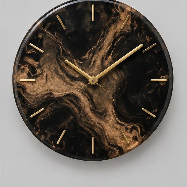 Bronze Abstract Resin Wall Clock