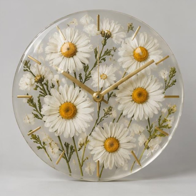 Daisy Bloom Resin Wall Clock