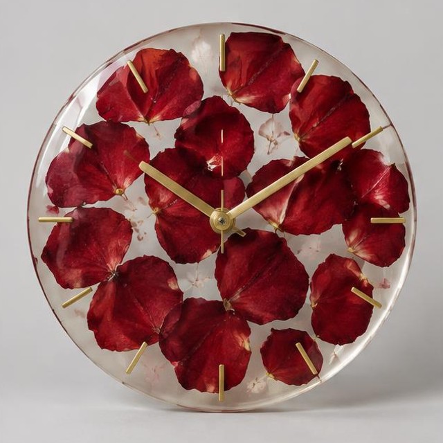 Crimson Rose Resin Wall Clock