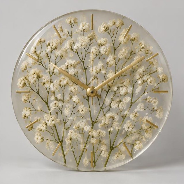 Ivory Blossom Resin Wall Clock
