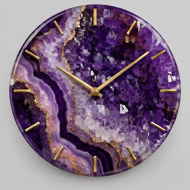 Amethyst Geode Resin Wall Clock
