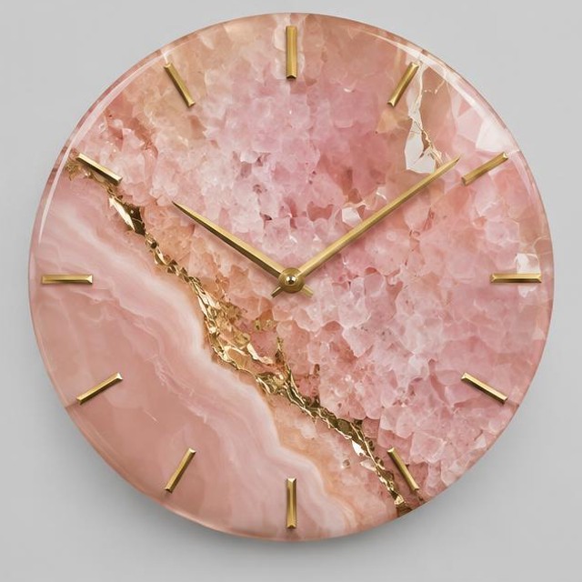 Rose Quartz Resin Wall Clock
