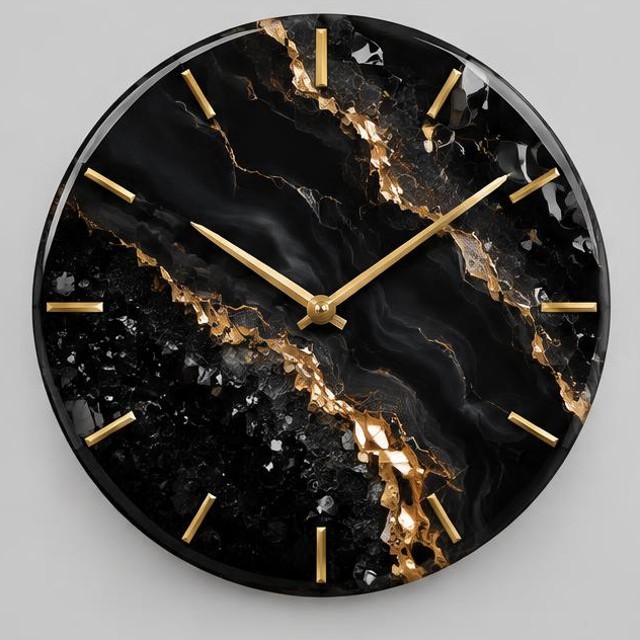 Black Onyx Resin Wall Clock