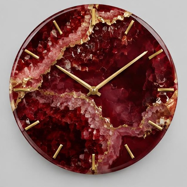 Ruby Geode Resin Wall Clock