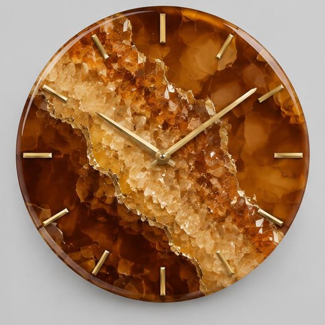 Amber Geode Resin Wall Clock
