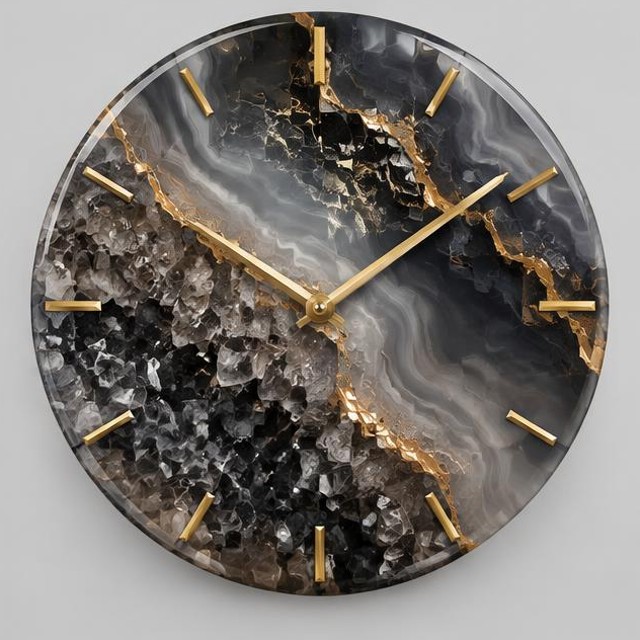 Smoky Crystal Resin Wall Clock