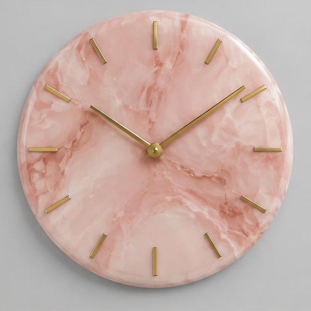Blush Marble Resin Wall Clock