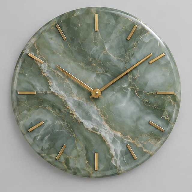 Sage Marble Resin Wall Clock