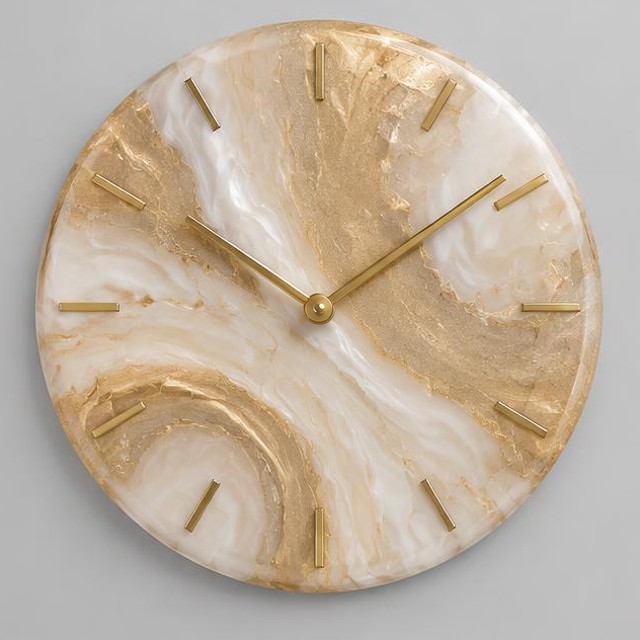 Champagne Swirl Resin Wall Clock