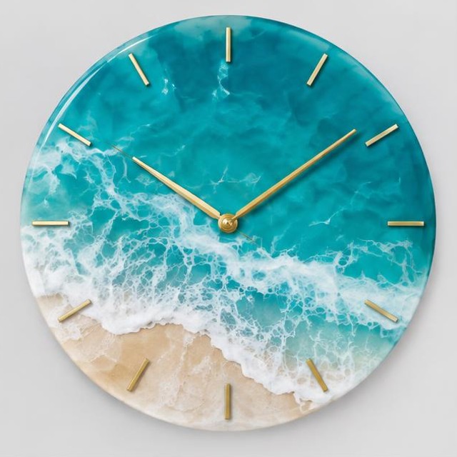 Turquoise Surf Resin Wall Clock