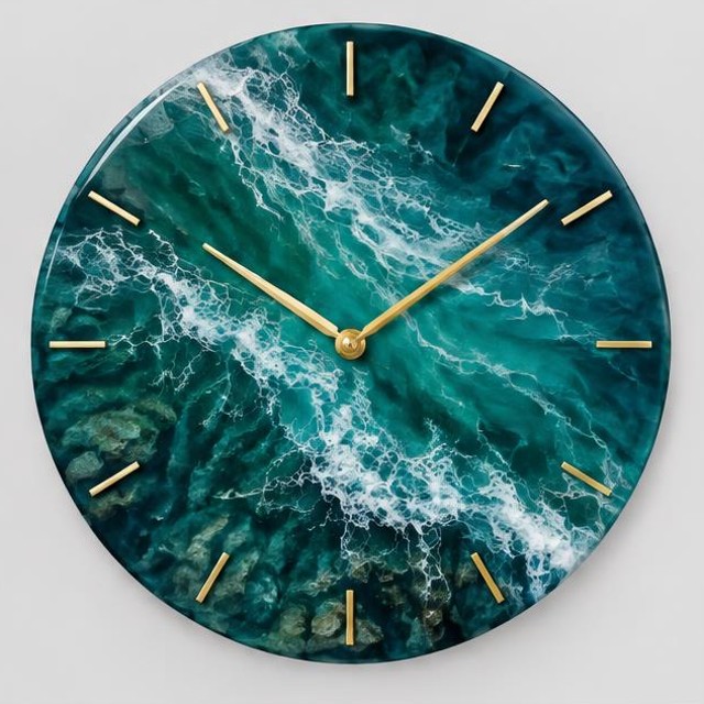 Sea Green Tide Resin Wall Clock