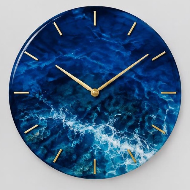 Cobalt Sea Resin Wall Clock